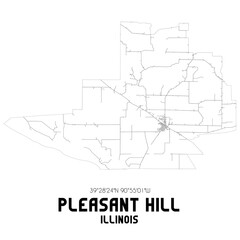 Fototapeta na wymiar Pleasant Hill Illinois. US street map with black and white lines.
