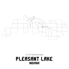 Pleasant Lake Indiana. US street map with black and white lines.