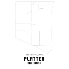 Platter Oklahoma. US street map with black and white lines.