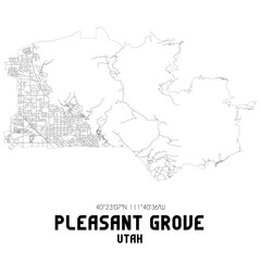 Pleasant Grove Utah. US street map with black and white lines.