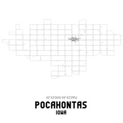 Pocahontas Iowa. US street map with black and white lines.