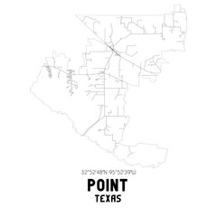 Point Texas. US street map with black and white lines.