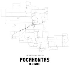 Pocahontas Illinois. US street map with black and white lines.