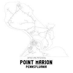 Point Marion Pennsylvania. US street map with black and white lines.