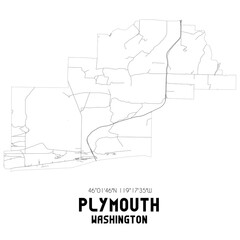 Plymouth Washington. US street map with black and white lines.