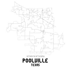Poolville Texas. US street map with black and white lines.