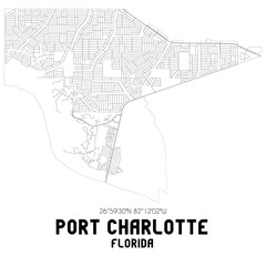 Fototapeta na wymiar Port Charlotte Florida. US street map with black and white lines.