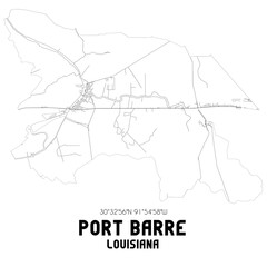 Port Barre Louisiana. US street map with black and white lines.