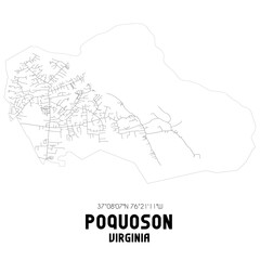 Poquoson Virginia. US street map with black and white lines.