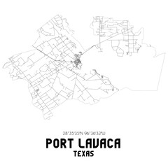 Port Lavaca Texas. US street map with black and white lines.