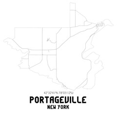 Portageville New York. US street map with black and white lines.