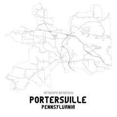 Portersville Pennsylvania. US street map with black and white lines.