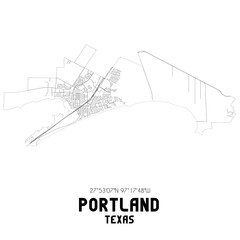 Portland Texas. US street map with black and white lines.