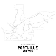 Portville New York. US street map with black and white lines.
