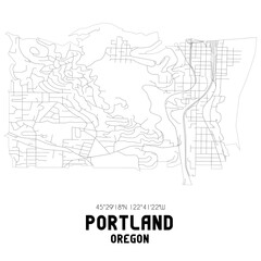 Fototapeta na wymiar Portland Oregon. US street map with black and white lines.