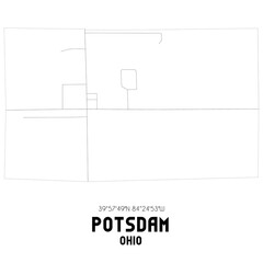 Potsdam Ohio. US street map with black and white lines.