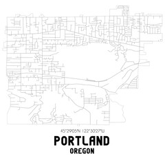 Obraz premium Portland Oregon. US street map with black and white lines.