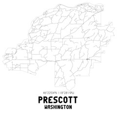 Prescott Washington. US street map with black and white lines.