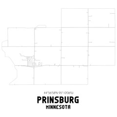 Prinsburg Minnesota. US street map with black and white lines.