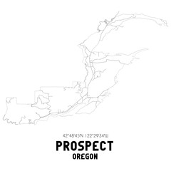 Prospect Oregon. US street map with black and white lines.