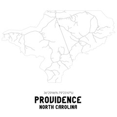 Providence North Carolina. US street map with black and white lines.