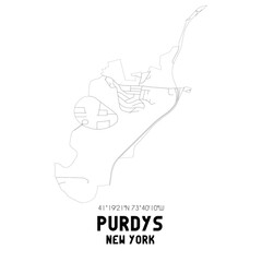 Fototapeta premium Purdys New York. US street map with black and white lines.