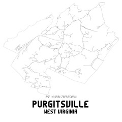 Purgitsville West Virginia. US street map with black and white lines.