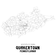 Quakertown Pennsylvania. US street map with black and white lines.