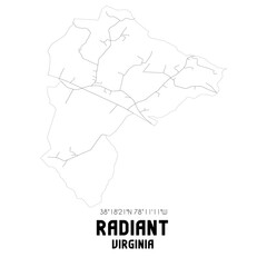 Radiant Virginia. US street map with black and white lines.