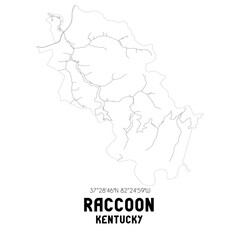 Raccoon Kentucky. US street map with black and white lines.