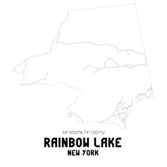 Rainbow Lake New York. US street map with black and white lines.