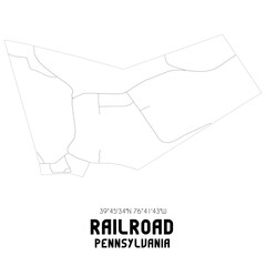 Railroad Pennsylvania. US street map with black and white lines.