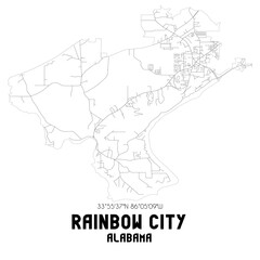 Rainbow City Alabama. US street map with black and white lines.
