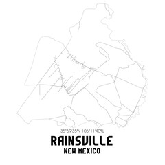 Rainsville New Mexico. US street map with black and white lines.