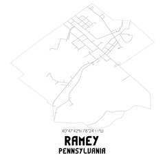 Fototapeta premium Ramey Pennsylvania. US street map with black and white lines.