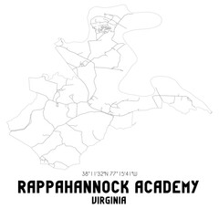 Rappahannock Academy Virginia. US street map with black and white lines.