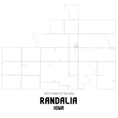 Randalia Iowa. US street map with black and white lines.