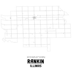 Rankin Illinois. US street map with black and white lines.