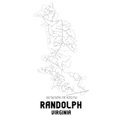 Randolph Virginia. US street map with black and white lines.