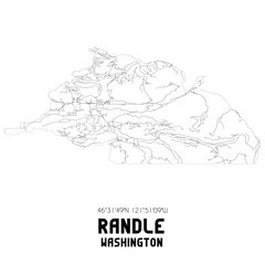 Randle Washington. US street map with black and white lines.