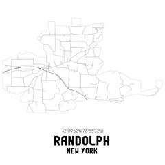 Randolph New York. US street map with black and white lines.