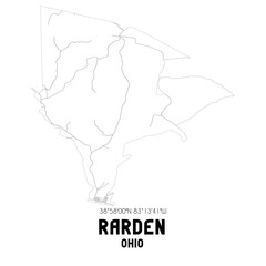 Rarden Ohio. US street map with black and white lines.