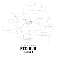 Red Bud Illinois. US street map with black and white lines.