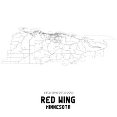 Red Wing Minnesota. US street map with black and white lines.