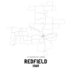 Fototapeta premium Redfield Iowa. US street map with black and white lines.