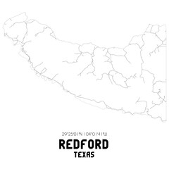 Redford Texas. US street map with black and white lines.