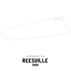 Reesville Ohio. US street map with black and white lines.
