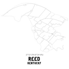 Reed Kentucky. US street map with black and white lines.