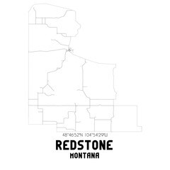 Fototapeta premium Redstone Montana. US street map with black and white lines.