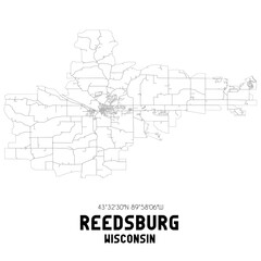 Reedsburg Wisconsin. US street map with black and white lines.